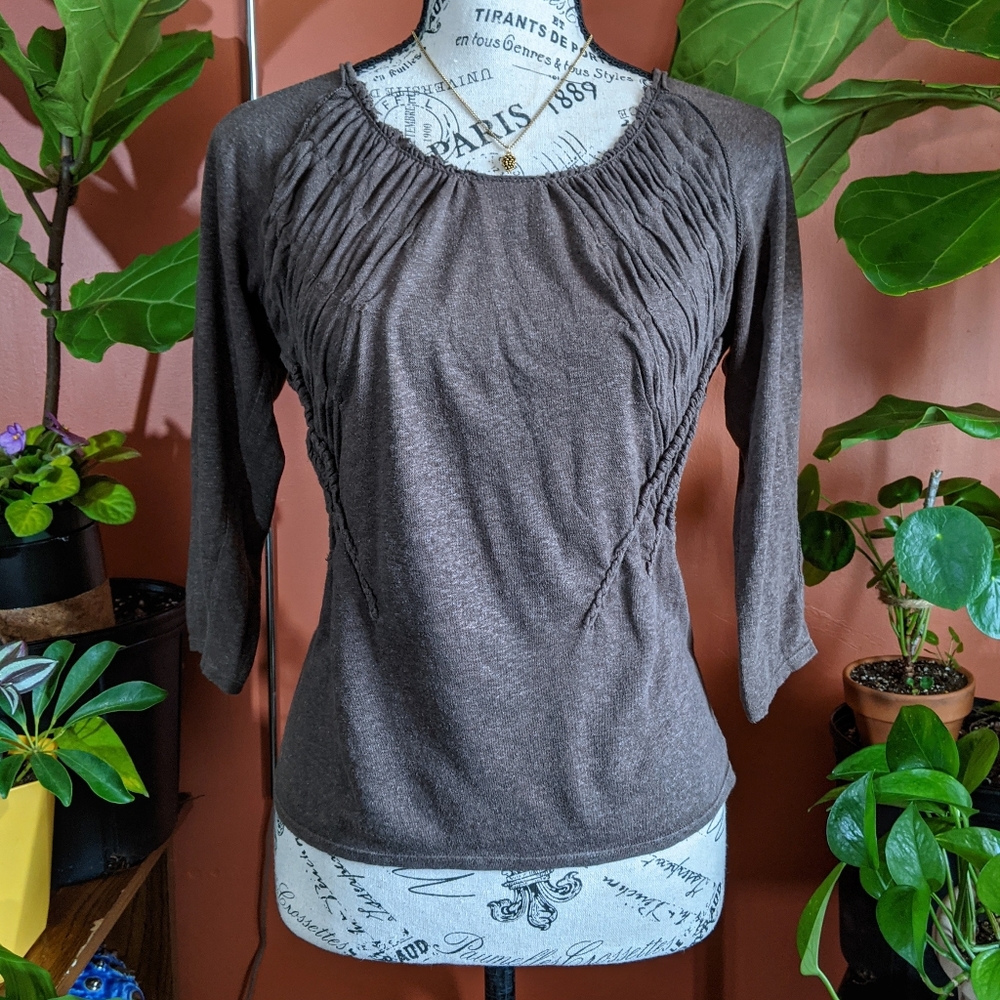 Max Studio Brown Ruched Top - Picture 11 of 11